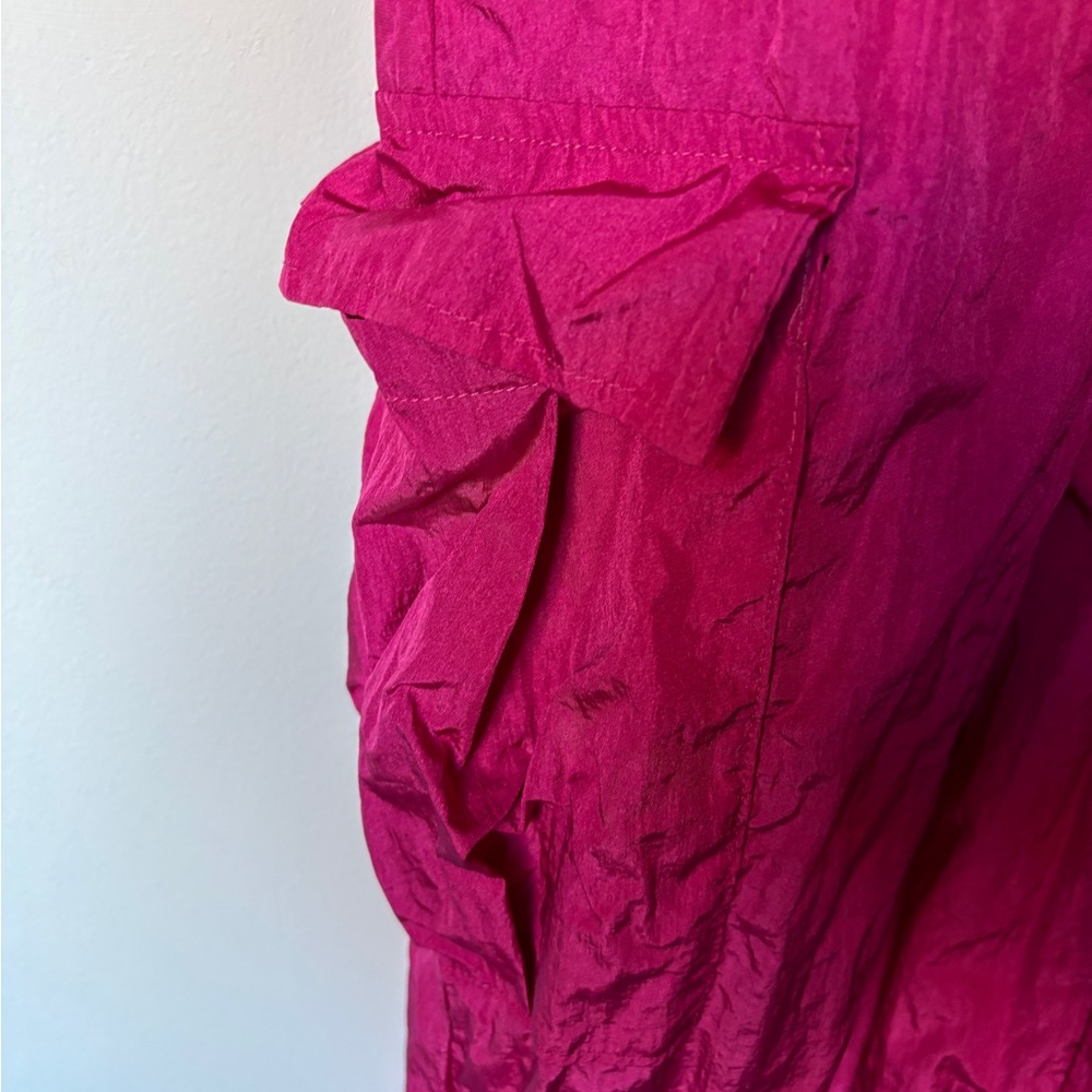 Vibrant Pink Jumpsuit CARGO POCKETS elastic waist - Picture 3 of 7